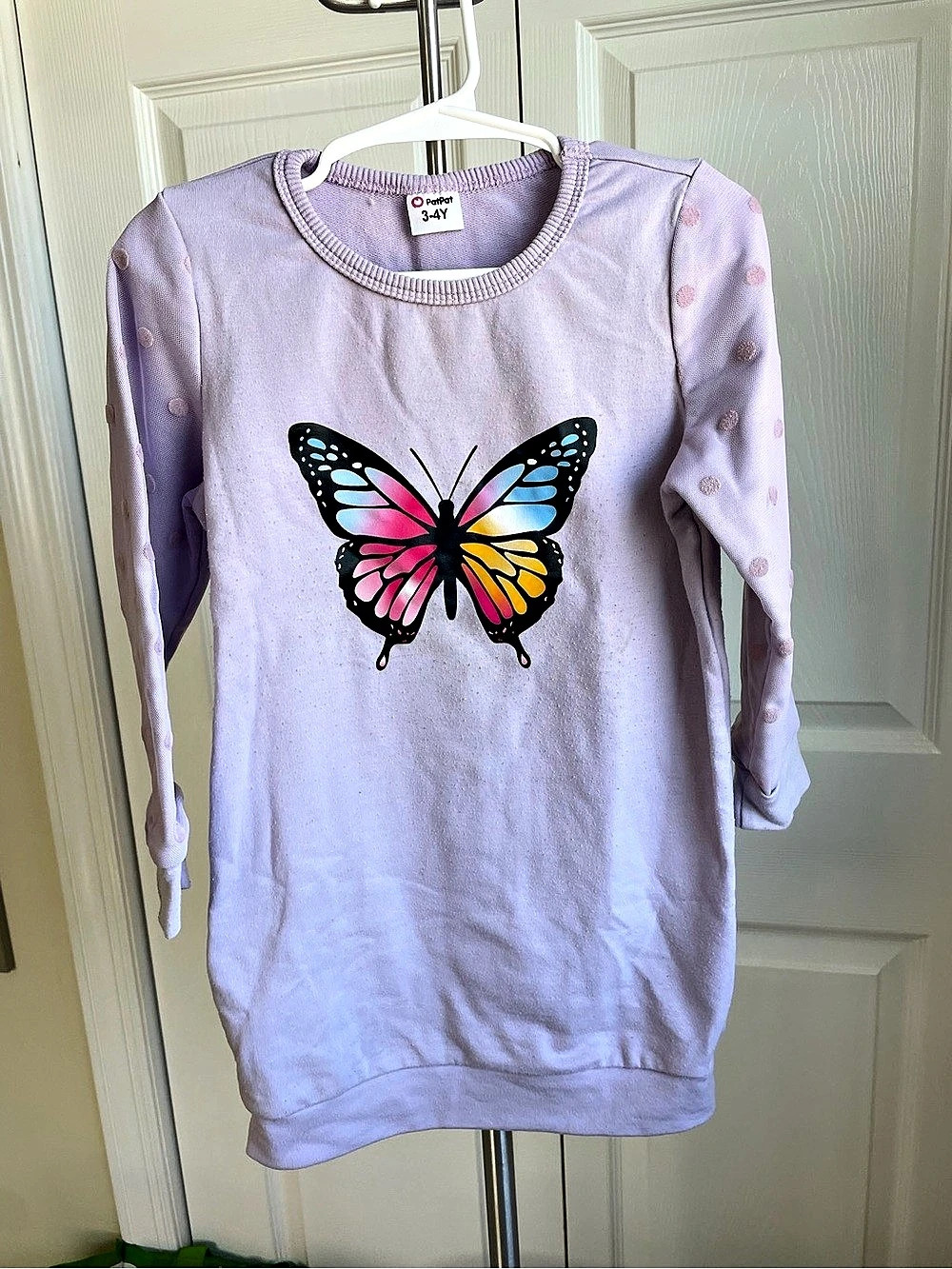 PatPat Kids Butterfly Long Sleeve Top in Purple & Pink